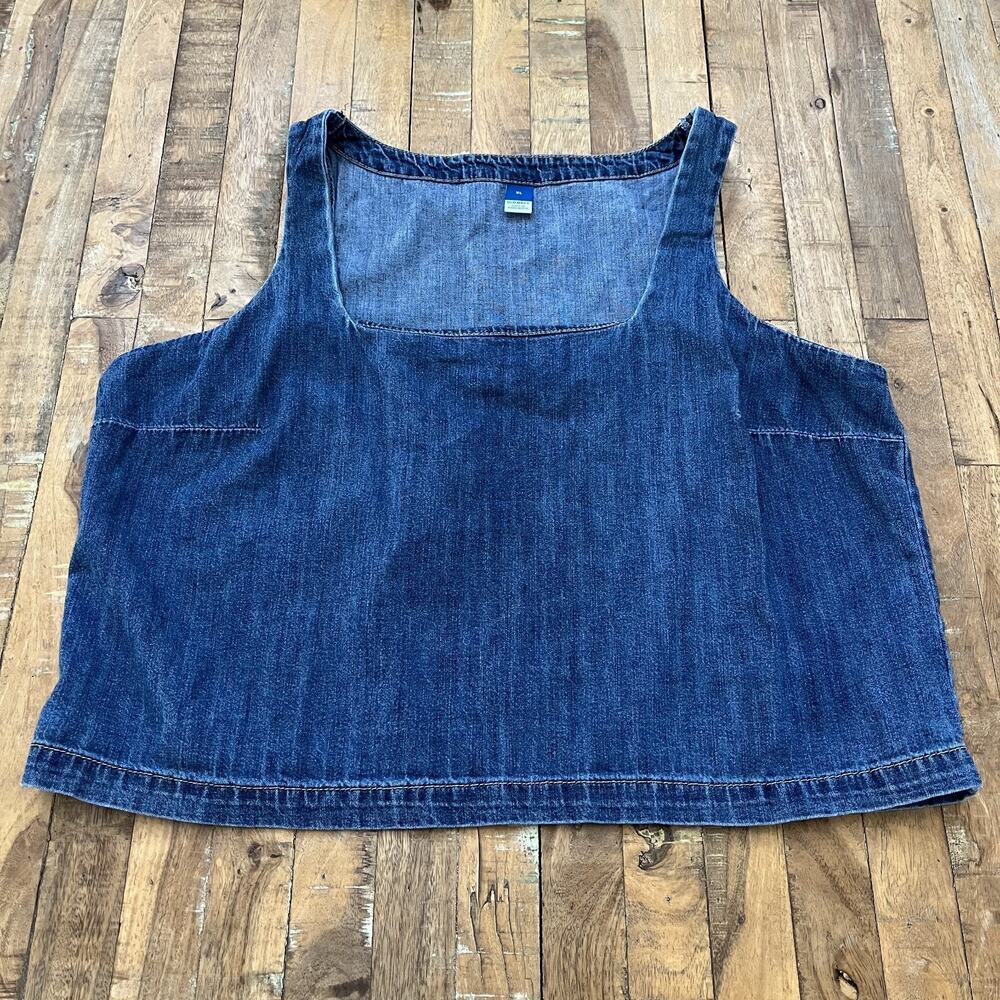 Old Navy Sleeveless Square Neck Dark Wash Denim Top Women's XL 100% Cotton
